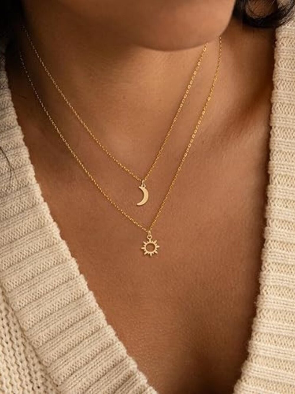 Dainty 14K Gold Plated Charm Necklace for Women
